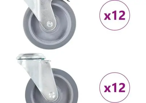 Roți pivotante cu gaură pentru șurub, 24 buc., 100 mm - 1/5