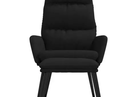 Scaun de relaxare cu taburet, crem, textil și piele ecologică - 3/5