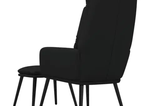 Scaun de relaxare cu taburet, crem, textil și piele ecologică - 5/5