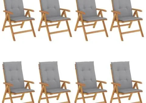 Scaune de grădină rabatabile cu perne, 8 buc. lemn masiv de tec - 2/5