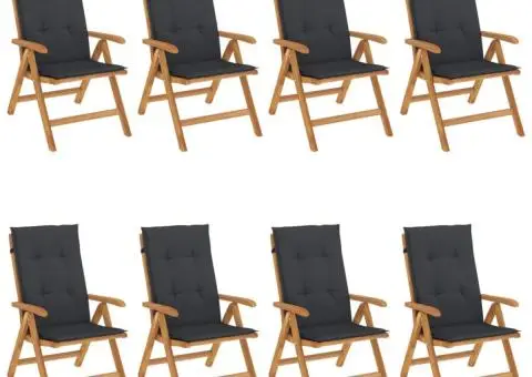 Scaune de grădină rabatabile cu perne, 8 buc. lemn masiv de tec - 2/5
