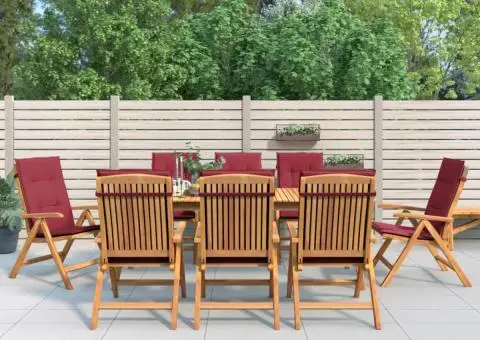 Scaune de grădină rabatabile cu perne, 8 buc. lemn masiv de tec - 1/5