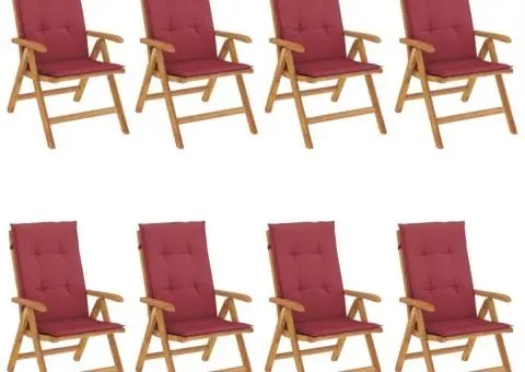 Scaune de grădină rabatabile cu perne, 8 buc. lemn masiv de tec - 2/5