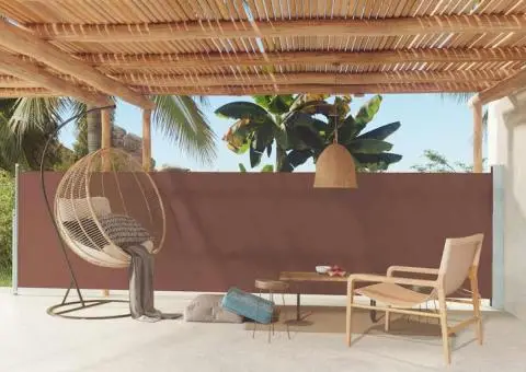 Copertină laterală retractabilă de terasă, maro, 140x600 cm - 1/5