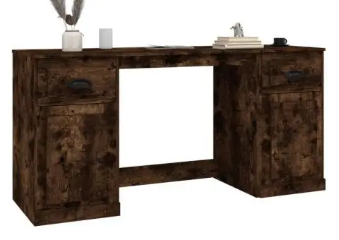 Birou cu dulap, stejar afumat, lemn prelucrat - 4/5