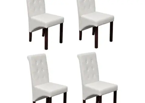 Scaune de bucătărie, 4 buc., alb, piele ecologică - 1/5