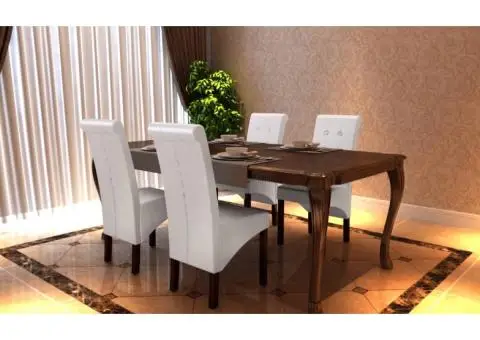 Scaune de bucătărie, 4 buc., alb, piele ecologică - 2/5