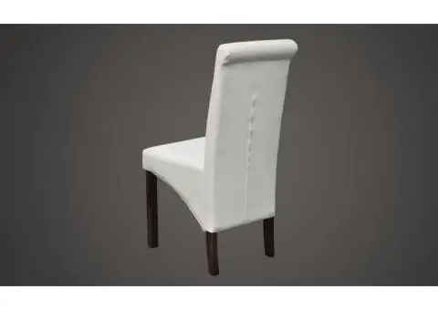 Scaune de bucătărie, 4 buc., alb, piele ecologică - 4/5