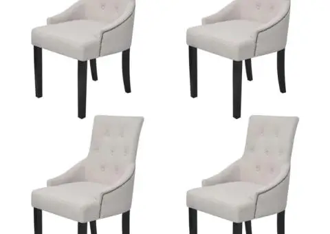 Scaune de sufragerie, 4 buc., gri crem, material textil - 1/5