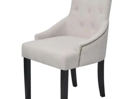 Scaune de sufragerie, 4 buc., gri crem, material textil - 2/5