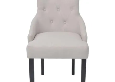 Scaune de sufragerie, 4 buc., gri crem, material textil - 3/5