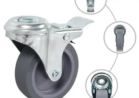 Roți pivotante cu gaură pentru șurub, 8 buc., 75 mm - 2/5