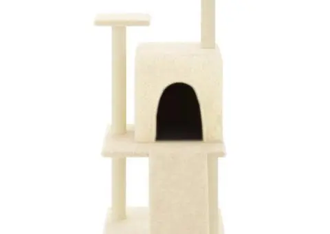 Ansamblu de pisici cu stâlpi din funie de sisal, crem, 110 cm - 3/5