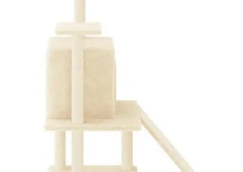 Ansamblu de pisici cu stâlpi din funie de sisal, crem, 110 cm - 4/5