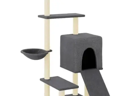 Ansamblu de pisici stâlpi din funie sisal, gri închis, 130,5 cm - 2/5