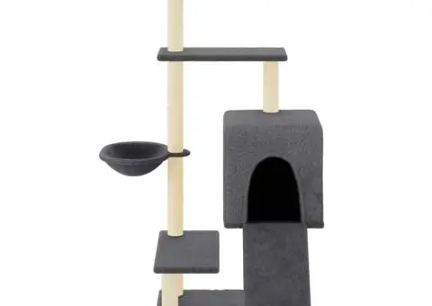 Ansamblu de pisici stâlpi din funie sisal, gri închis, 130,5 cm - 3/5
