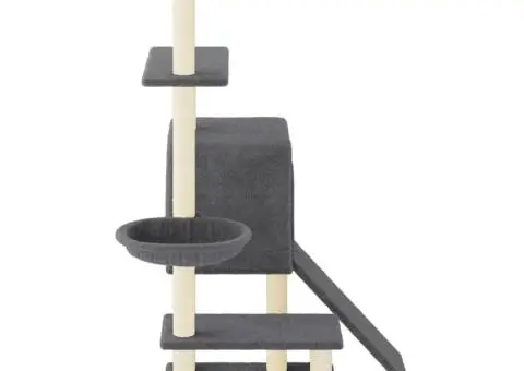 Ansamblu de pisici stâlpi din funie sisal, gri închis, 130,5 cm - 4/5