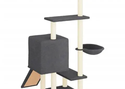 Ansamblu de pisici stâlpi din funie sisal, gri închis, 130,5 cm - 5/5