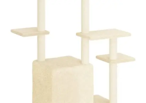 Ansamblu de pisici cu stâlpi din funie de sisal, crem, 97,5 cm - 5/5