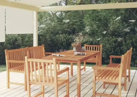 Set de sufragerie de grădină, lemn masiv de tec, 5 piese - 1/5