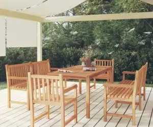 vidaXL Set de sufragerie de grădină, lemn masiv de tec, 5 piese