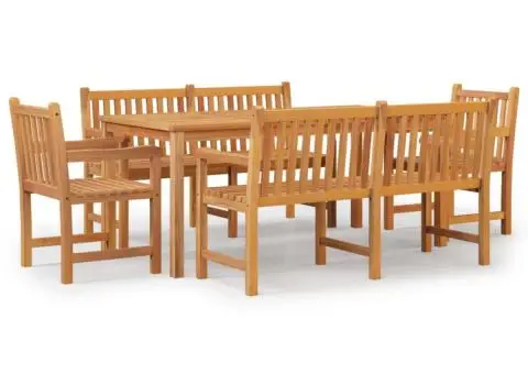 Set de sufragerie de grădină, lemn masiv de tec, 5 piese - 2/5