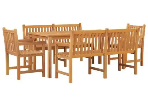 Set de sufragerie de grădină, lemn masiv de tec, 5 piese - 3/5