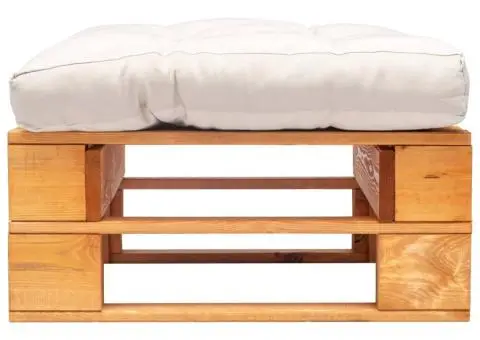 Taburet de grădină paleți cu pernă nisipie, maro miere, lemn - 2/5