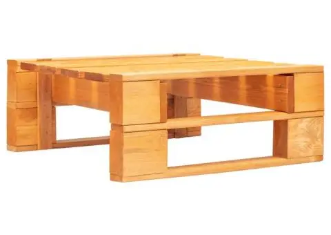 Taburet de grădină paleți cu pernă nisipie, maro miere, lemn - 3/5