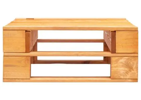 Taburet de grădină paleți cu pernă nisipie, maro miere, lemn - 4/5