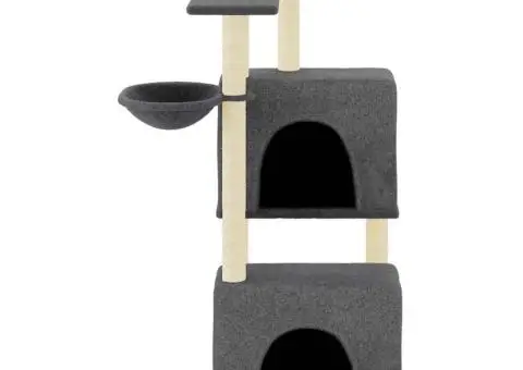 Ansamblu pisici cu stâlpi din funie sisal, gri închis, 122 cm - 3/5