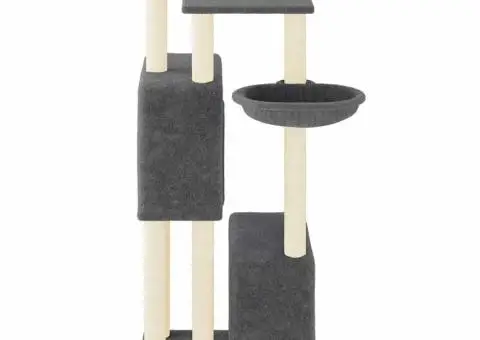 Ansamblu pisici cu stâlpi din funie sisal, gri închis, 122 cm - 4/5