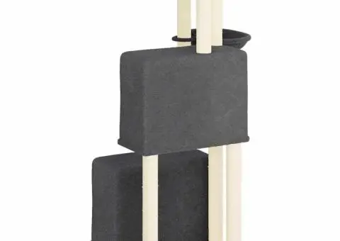 Ansamblu pisici cu stâlpi din funie sisal, gri închis, 122 cm - 5/5