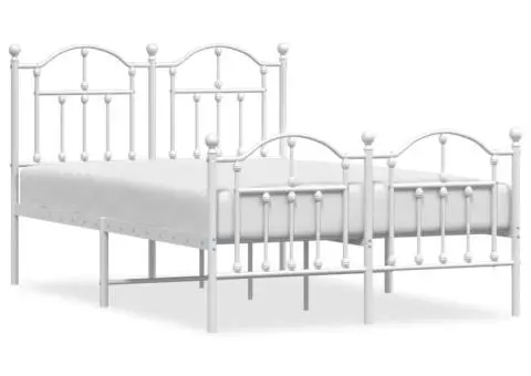 Cadru de pat metalic cu tăblie, alb, 120x200 cm - 2/5