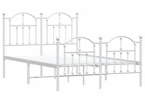 Cadru de pat metalic cu tăblie, alb, 120x200 cm - 3/5