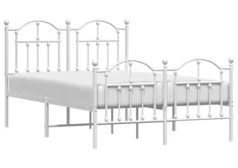 Cadru de pat metalic cu tăblie, alb, 120x200 cm - 4/5