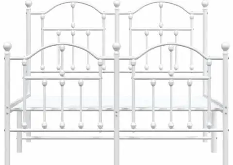 Cadru de pat metalic cu tăblie, alb, 120x200 cm - 5/5