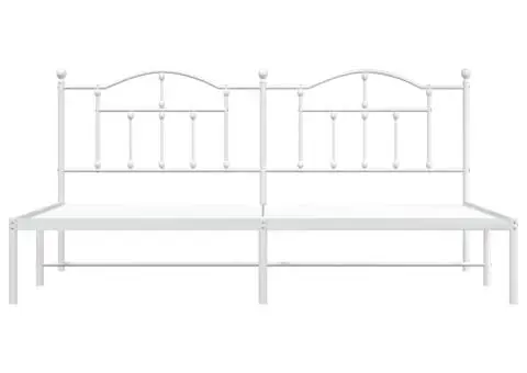 Cadru de pat metalic cu tăblie, alb, 200x200 cm - 5/5