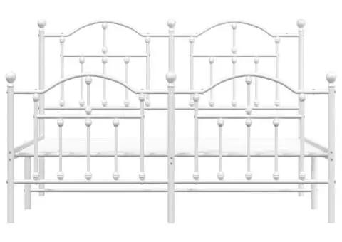Cadru de pat metalic cu tăblie de cap/picioare, alb, 140x190 cm - 5/5
