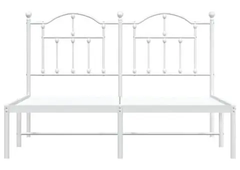 Cadru de pat metalic cu tăblie, alb, 140x190 cm - 5/5