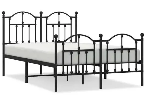 Cadru pat metalic cu tăblie de cap/picioare, negru, 120x200 cm - 2/5