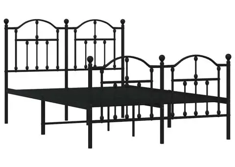 Cadru pat metalic cu tăblie de cap/picioare, negru, 120x200 cm - 3/5