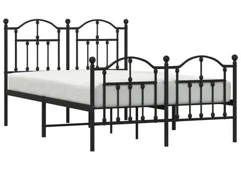 Cadru pat metalic cu tăblie de cap/picioare, negru, 120x200 cm - 4/5