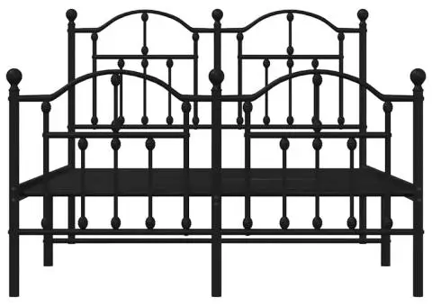 Cadru pat metalic cu tăblie de cap/picioare, negru, 120x200 cm - 5/5