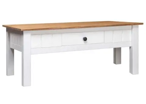 Măsuță de cafea alb 100x60x45 cm lemn masiv de pin gama Panama - 1/5