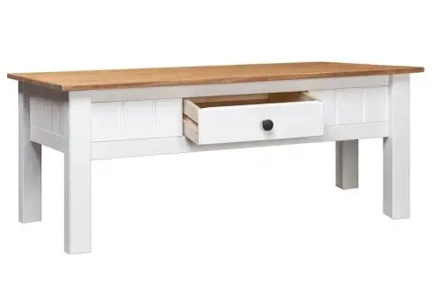Măsuță de cafea alb 100x60x45 cm lemn masiv de pin gama Panama - 3/5