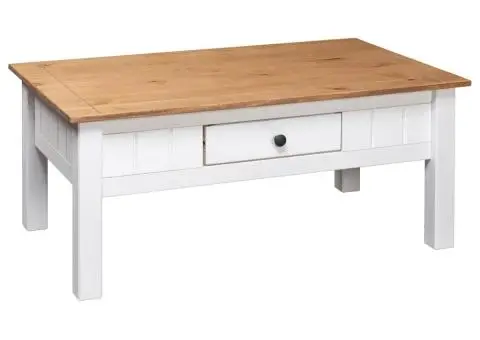 Măsuță de cafea alb 100x60x45 cm lemn masiv de pin gama Panama - 4/5