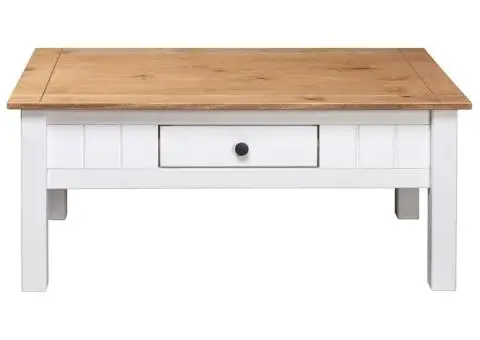 Măsuță de cafea alb 100x60x45 cm lemn masiv de pin gama Panama - 5/5