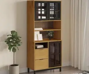 vidaXL Dulap cu uși din sticlă „FLAM”, 80x40x180 cm, lemn masiv de pin
