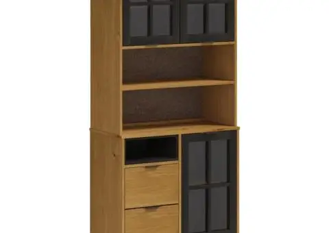 Dulap cu uși din sticlă „FLAM”, 80x40x180 cm, lemn masiv de pin - 2/5